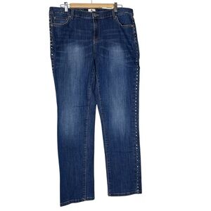 D/C jeans women’s size 16 blue denim pants‎ stretch studs bling